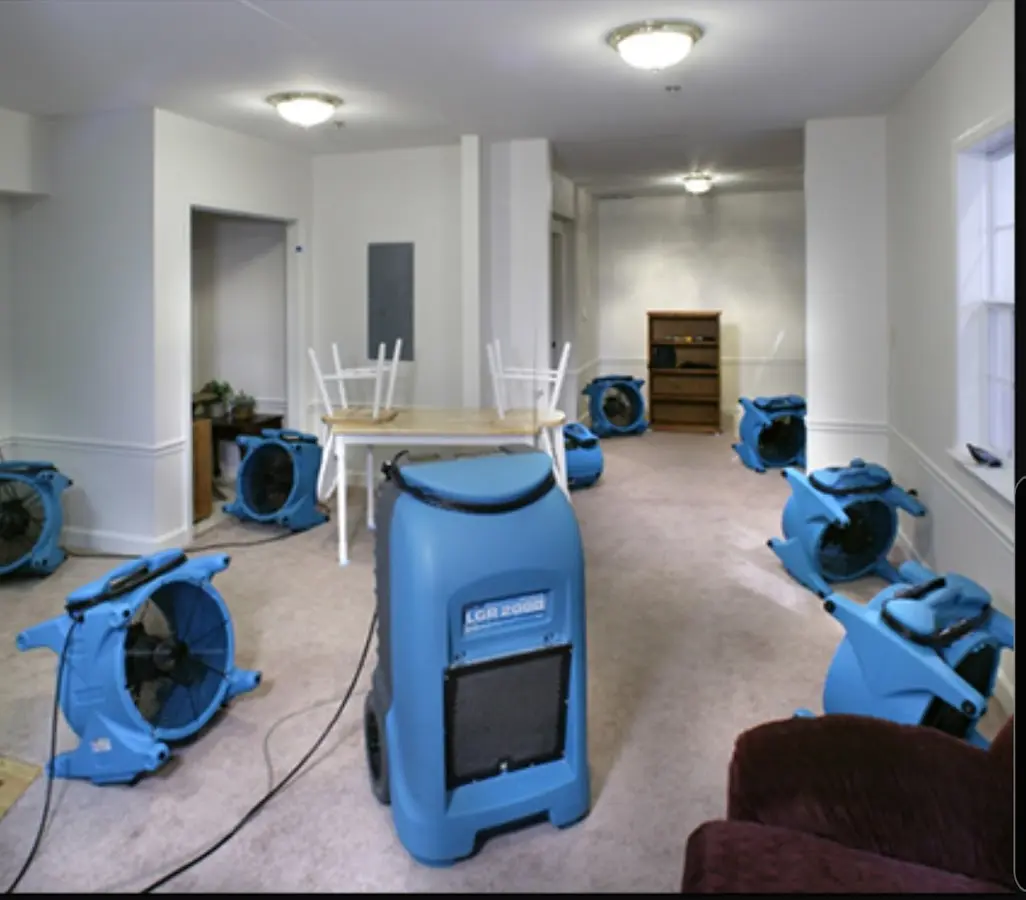 Air movers and dehumidifier setup for Water Damage Restoration in Coolidge
