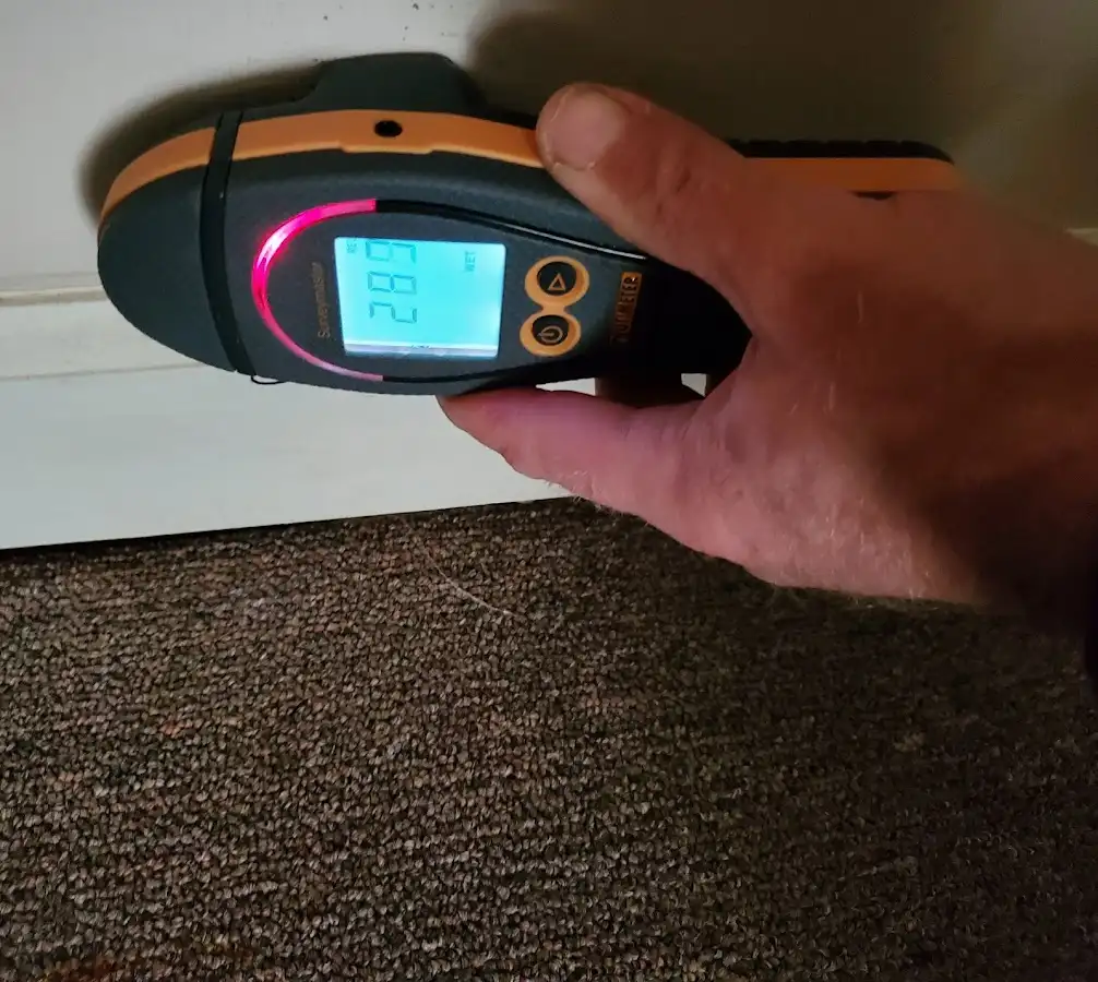 Moisture detection at baseboard during Sewage Cleanup & Sanitation in Coolidge